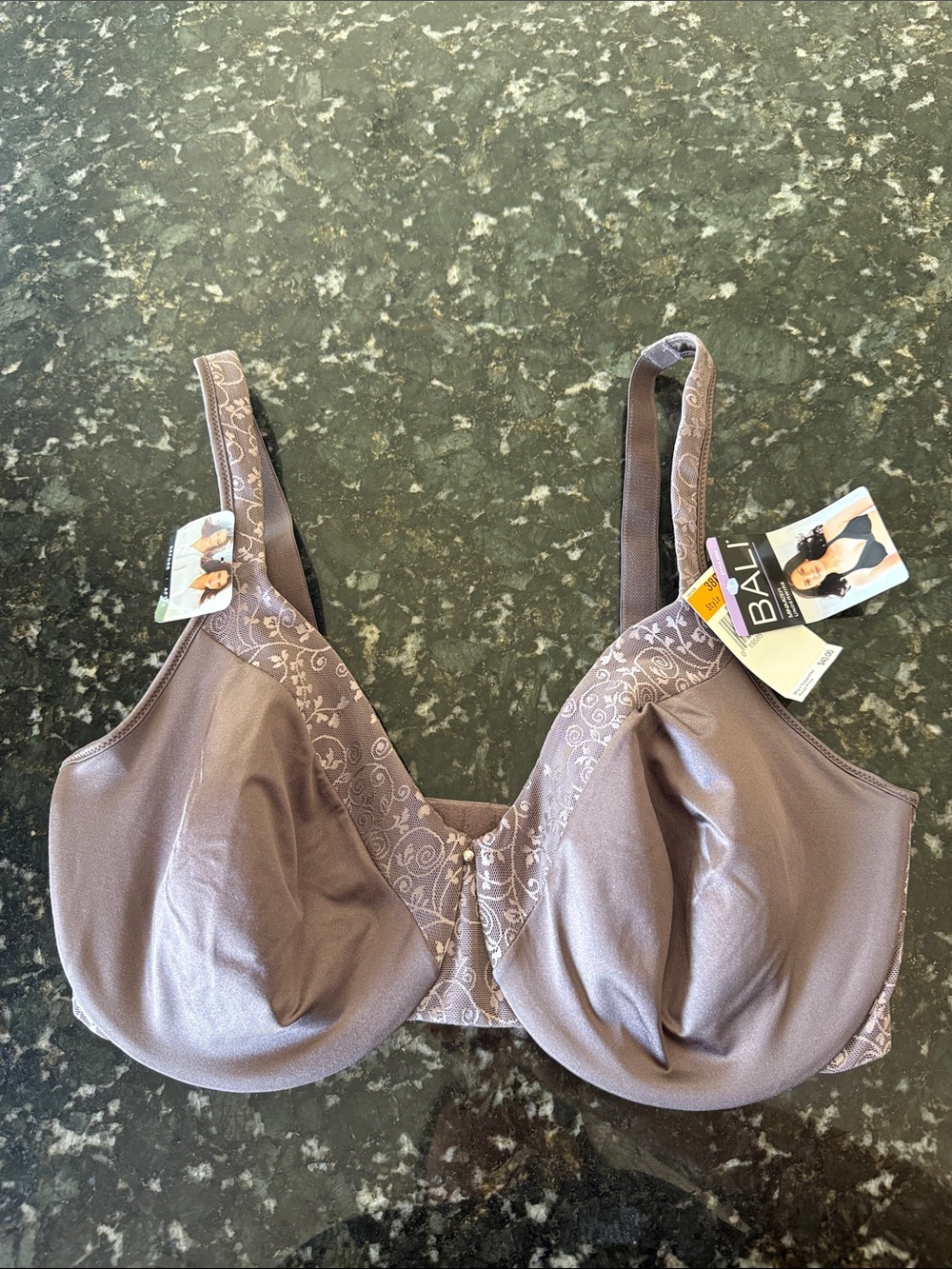 Bali Mauve-Taupe Full Coverage Support Bra with Floral Jacquard